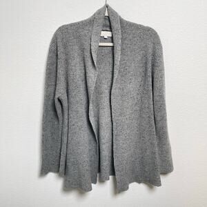 Gray Speckled Knit Open Cardigan Waterfall Front Sweater Size S/M